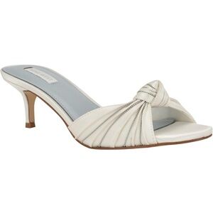 Nine West White Knotted Heels womens Laike size:9.5 M